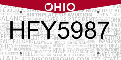 HFY5987 Ohio License Plate