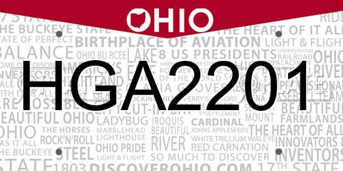 HGA2201 Ohio License Plate