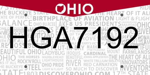 HGA7192 Ohio License Plate
