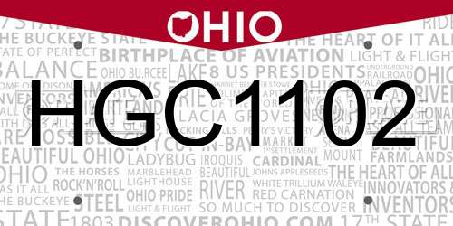 HGC1102 Ohio License Plate