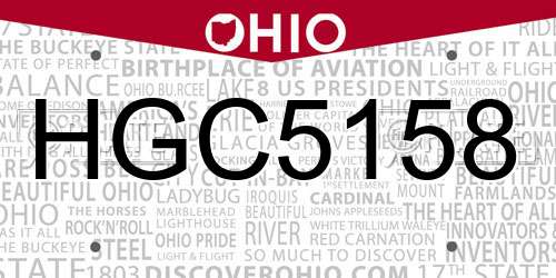 HGC5158 Ohio License Plate