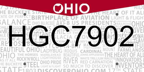 HGC7902 Ohio License Plate