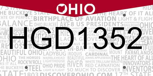 HGD1352 Ohio License Plate