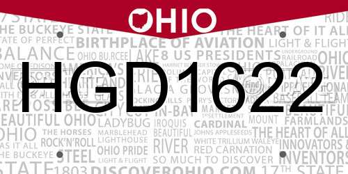 HGD1622 Ohio License Plate