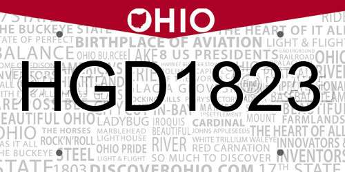 HGD1823 Ohio License Plate