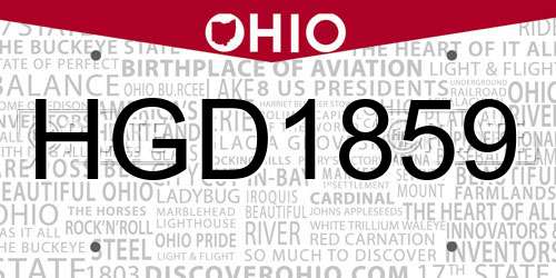 HGD1859 Ohio License Plate