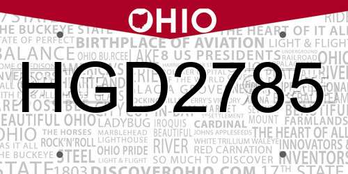 HGD2785 Ohio License Plate
