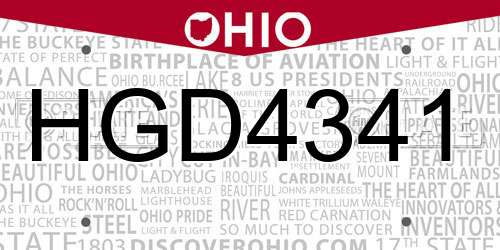 HGD4341 Ohio License Plate