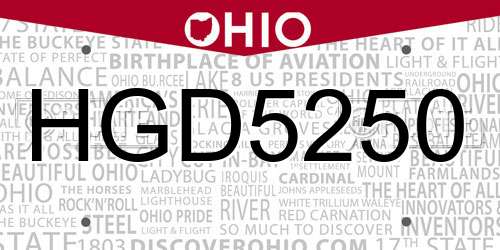 HGD5250 Ohio License Plate