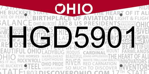 HGD5901 Ohio License Plate