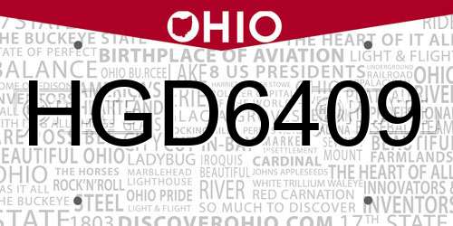 HGD6409 Ohio License Plate