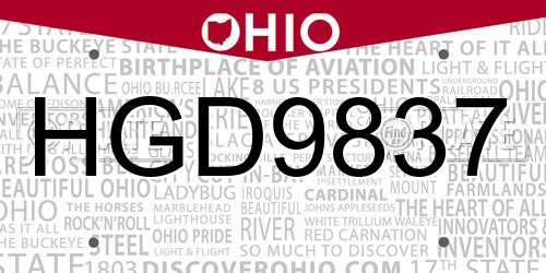 HGD9837 Ohio License Plate