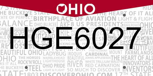 HGE6027 Ohio License Plate