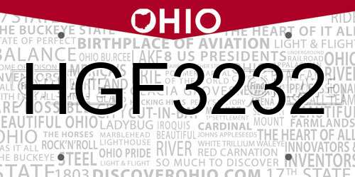 HGF3232 Ohio License Plate