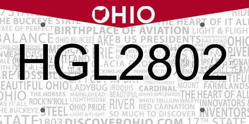 HGL2802 Ohio License Plate