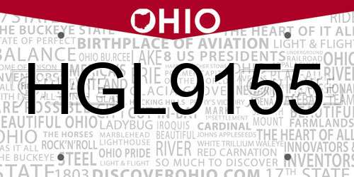 HGL9155 Ohio License Plate