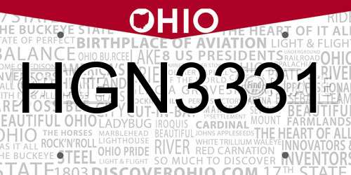 HGN3331 Ohio License Plate
