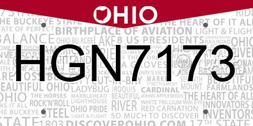 HGN7173 Ohio License Plate