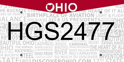 HGS2477 Ohio License Plate