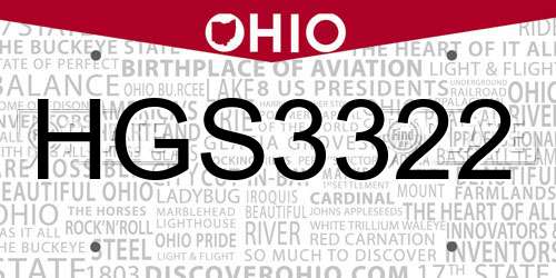 HGS3322 Ohio License Plate
