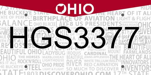 HGS3377 Ohio License Plate