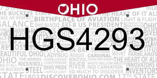 HGS4293 Ohio License Plate
