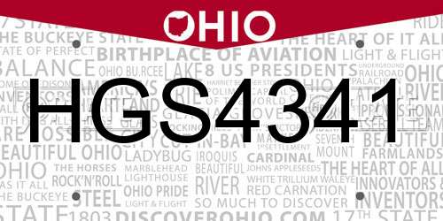 HGS4341 Ohio License Plate