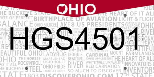 HGS4501 Ohio License Plate