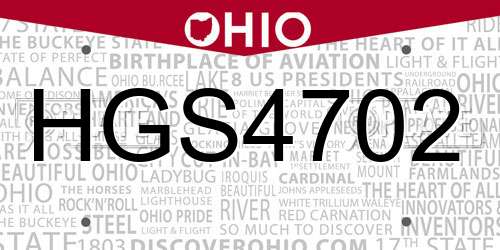 HGS4702 Ohio License Plate