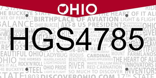 HGS4785 Ohio License Plate