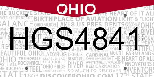 HGS4841 Ohio License Plate