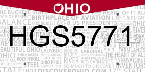 HGS5771 Ohio License Plate