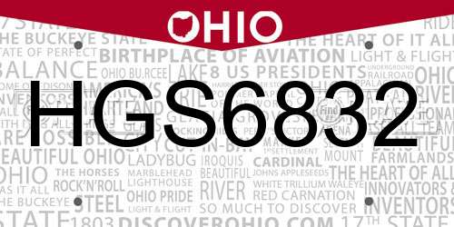 HGS6832 Ohio License Plate