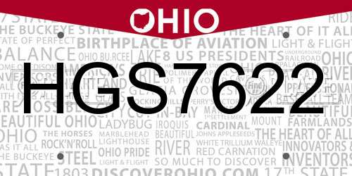 HGS7622 Ohio License Plate