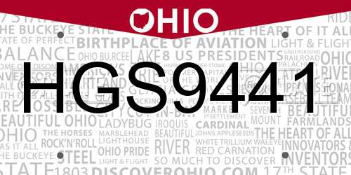 HGS9441 Ohio License Plate
