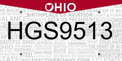 HGS9513 Ohio License Plate