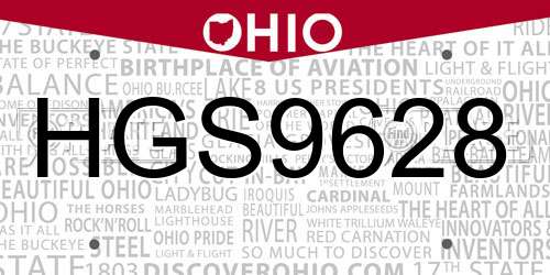HGS9628 Ohio License Plate