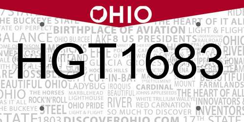 HGT1683 Ohio License Plate