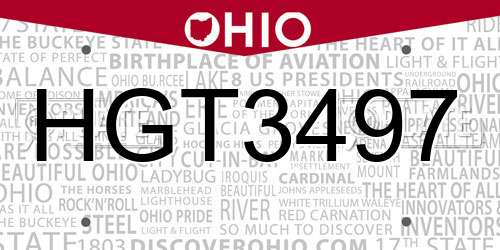 HGT3497 Ohio License Plate