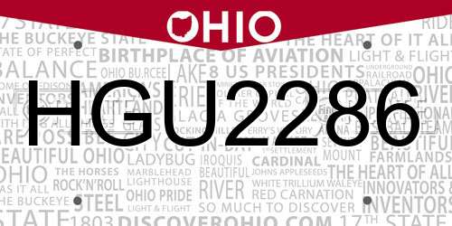 HGU2286 Ohio License Plate