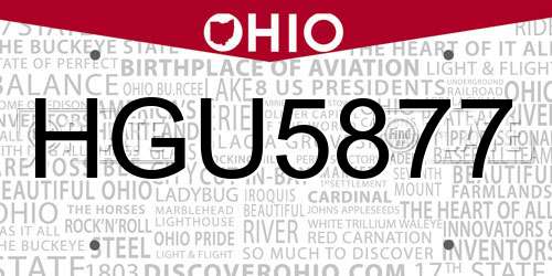 HGU5877 Ohio License Plate