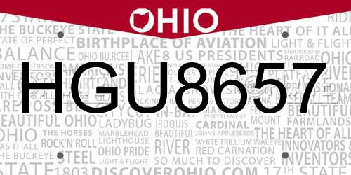 HGU8657 Ohio License Plate