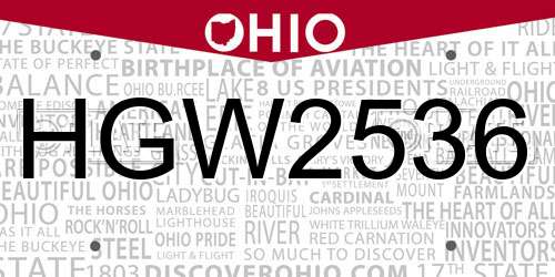 HGW2536 Ohio License Plate