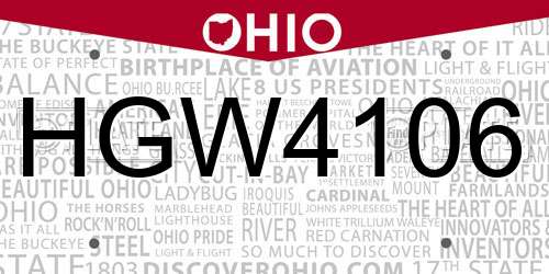 HGW4106 Ohio License Plate