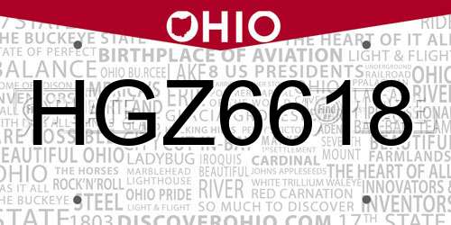 HGZ6618 Ohio License Plate