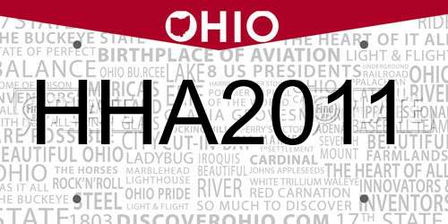 HHA2011 Ohio License Plate