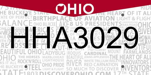 HHA3029 Ohio License Plate