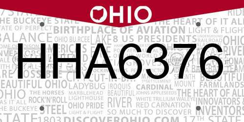 HHA6376 Ohio License Plate