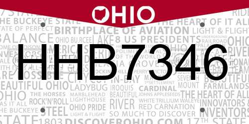 HHB7346 Ohio License Plate
