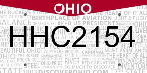HHC2154 Ohio License Plate